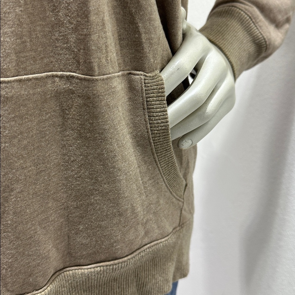 Y2K Old Navy Taupe Hooded V-Neck Pullover Sweatshirt - Picture 8 of 8